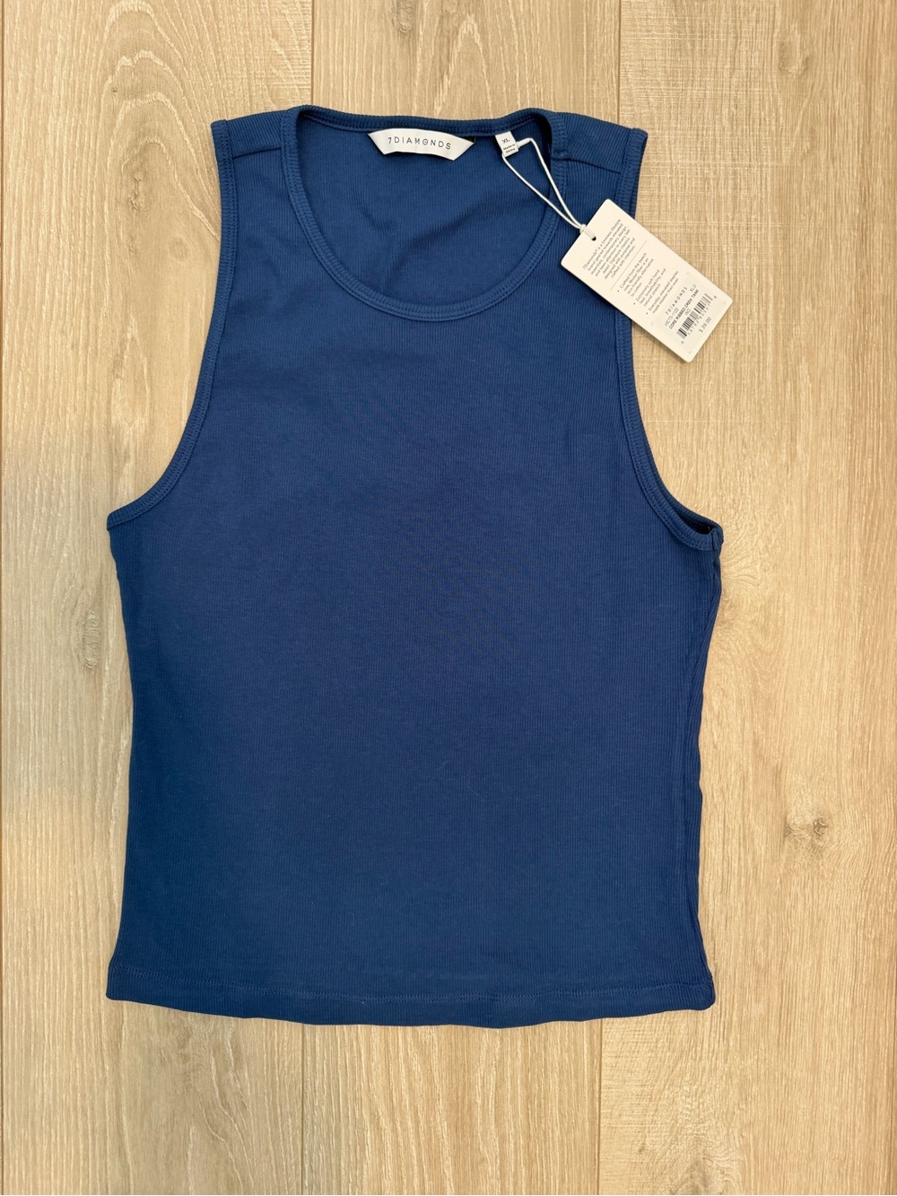 7Diamonds Sleeveless Rib Tank Top - Navy Blue